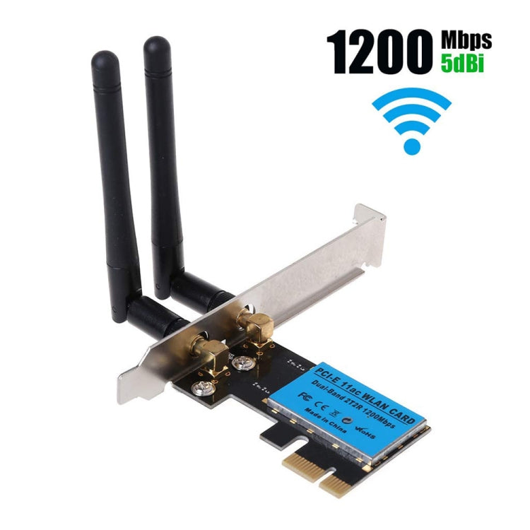 1200Mbps 5G / 2.4G Dual Band PCIe Wireless Network Card 1200Mbps 5G / 2.4G Dual Band PCIe Wireless Network Card